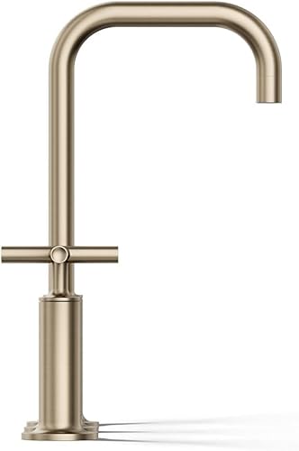 Miniatura 7 de Kohler K-14410-4-BGD Purist - Grifo para lavabo de baño con manijas de palanca baja y boquilla baja, K-14408-3-BV