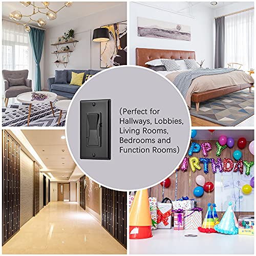 Keygma Black 0-10V Led Dimmer Switch, Low Voltage In-Wall Dimmer Switch For Dimmable Led Panel Lights, Cfl, Halogen And Incandescent Bulbs, Single-Pole Or 3-Way, Etl Listed #TOP6