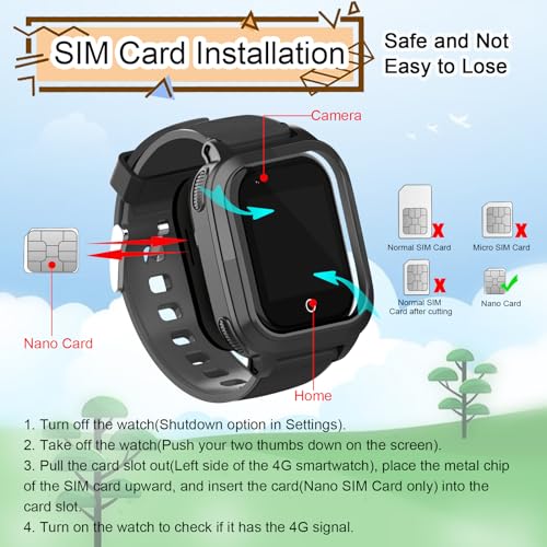Image of wonlex Kids Smartwatches with SIM Card, 4G Kids GPS Tracker Whatsapp Line Real-time Calling Voice Message SOS Camera, Birthday Gifts for Girls Boys Aged 5-12(Black)