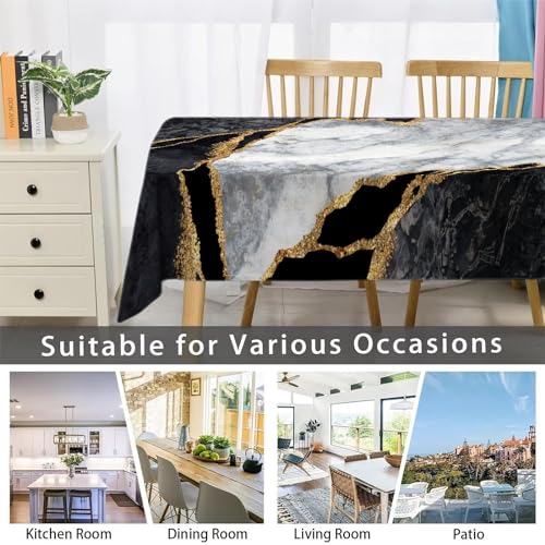 Nappe essuyable anti tache marbre rectangle 140x140 pour table salon - 8