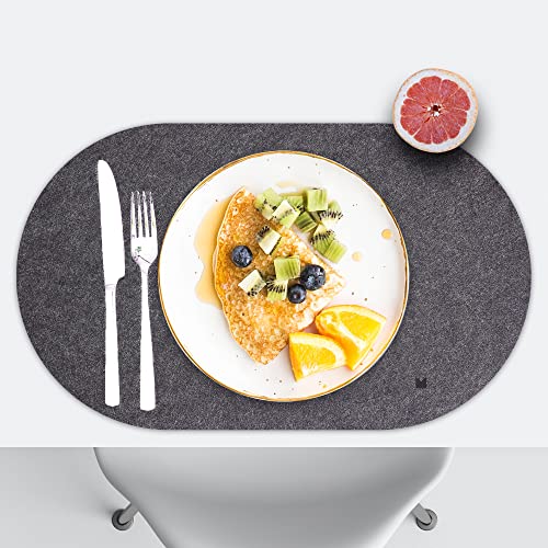 FORMGUT® Juego de 4 manteles individuales de fieltro, posavasos (ovalados, 48 x 29) (gris medio, ovalado (48 x 29 cm)) Cover