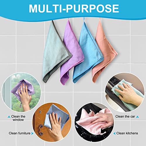 Buedm 12 Pack Microfiber Cleaning Cloth, Reusable Nanoscale Fish Scale Cleaning Cloth For Glass, Dishes, Mirrors, Stainless Steel Appliances, Etc. #TOP3