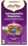 YOGI TEA Ashwagandha Relaxation Bio – Infusion Relaxante Sans Caféine – Ashwagandha, Acérola & Passiflore – Sérénité, Équilibre & Détente – 17 Sachets d’Infusion Bio