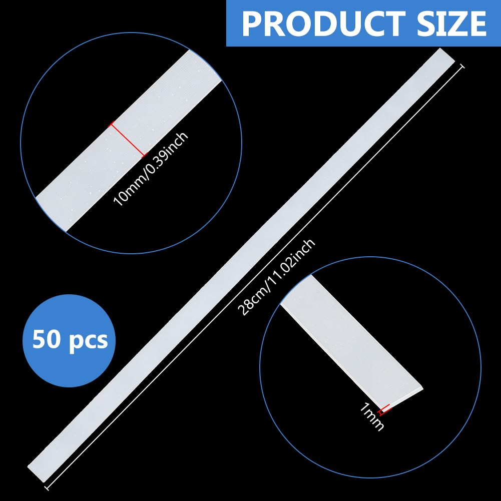 BENECREAT 50Pcs Hot Melt Glue Strips, 11inch Resin Thermal Binding Glue Strips, 10mm Wide Book Tapes for Albums Pictures Files Book Binding and Repair