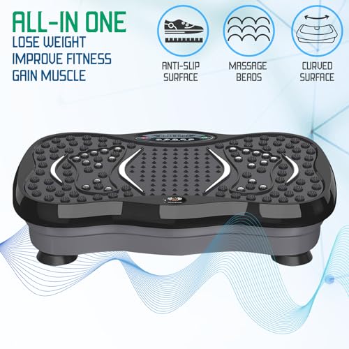 FK Sports Vibration Plate Exercise Machine - Vibration Fitness Trainer with 99 Intensity Levels, 5 Programs & 2 Resistance Bands - For Whole Body Workout - CE Certified (Black (OOS)) - Image 4