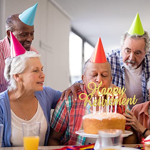 Arthsdite Happy Retirement Cake Topper Retired Cake Pick Retirement Theme Birthday Party Cake Decorations Supplies - Gold Glitter #TOP4