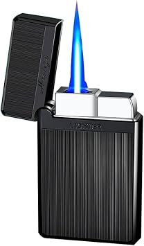 Torch Lighter, Jet Flame Cigar Lighter with Adjustable Flame Dial, Metal Drawing Lighter Black
