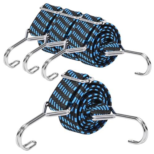 Szaboviktoria 4 Piezas Pulpos Elasticos con Gancho,Pulpos Elasticos,Cuerda Elastica,Gomas Elasticas con Gancho,Ideal para Bicicleta,Autotransportador de Camping