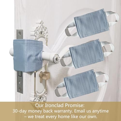 Image of Baby Proof Door Silencer & Cloth Latch Cover, Quiet Close Anti-Slam Pads to Prevent Slamming and Accidental Locking, for Nursery and Toddler Safety (3, Grayish Blue, 4.1 * 3.1 inches)