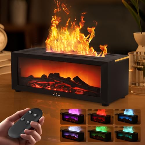 Neulriscn Flame Diffuser, Flame Essential Oil Diffuser, 150ml 3D Fireplace Diffuser for Home, 7 Colour Aroma Diffuser with Waterless Auto-Off and Timer, Aromatherapy Diffuser for Bedroom, Room, Office Neulriscn Flame Diffuser, Flame Essential Oil Diffuser, 150ml 3D Fireplace Diffuser for Home, 7 Colour Aroma Diffuser with Waterless Auto-Off and Timer, Aromatherapy Diffuser for Bedroom, Room, Office