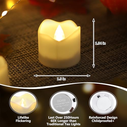 Image of Topstone 24-Pack Flameless LED Candles with Remote Control, 10-Key Timer (2H /4H /6H /8H), Flickering & Steady Modes, Dimmable Warm White Battery-Operated Candles,Includes 2 Remotes & Batteries