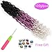 5Pack Wavy Faux Locs Braids Crochet Hair 20inch Ombre Purple Grey Braiding Hair Goddess Locs with Curly Ends Synthetic Twist Crochet Hair Extensions (1B/Purple/Grey#,500g/Lot)