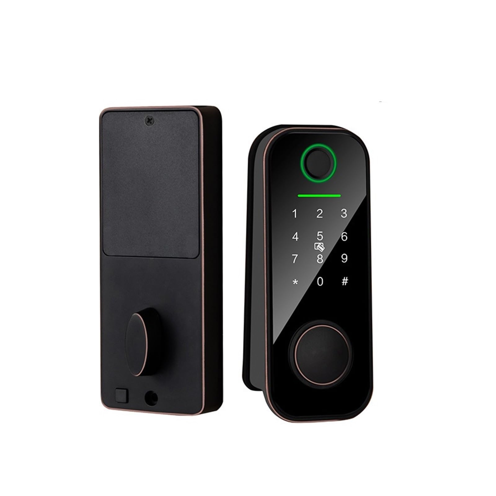 Serrure intelligente Bluetooth Tuya avec empreinte biométrique et code pour porte d'entrée noire