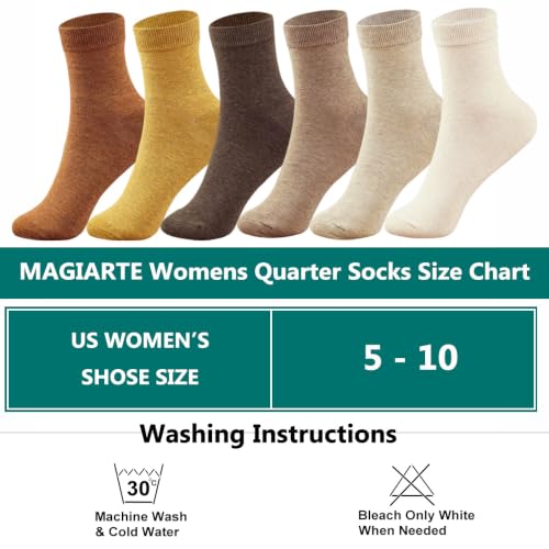 Image of MAGIARTE Womens Mini Crew Cotton Socks,6 Pairs | Anti-pilling Cotton, Casual Athletic, Quarter Calf, Moisture Wicking,Gift box packaging