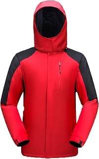 AMhomely Womens Fleece Lined Windproof Waterproof Windbreaker Quilted Jackets with Detachable Hood Ladies Outdoor Hiking Jackets Softshell Full Zip Long Sleeve Pockets Padded Rain Jacket
