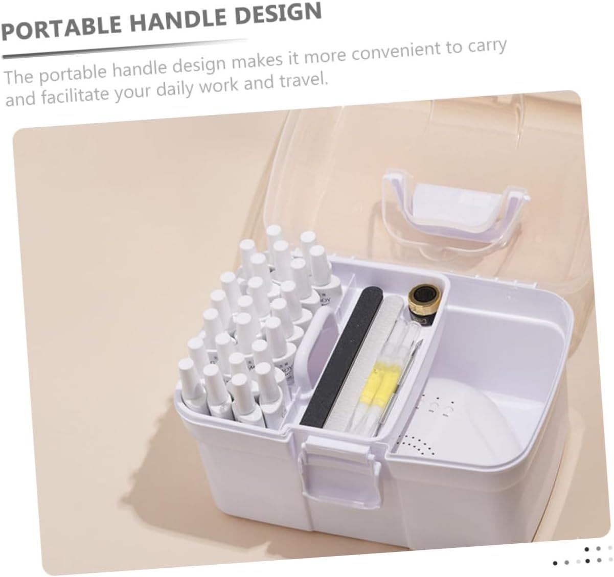 Makeup Accessory Case Manicure Accessory Container Large Capacity Sturdy Plastic Box Easy Storage