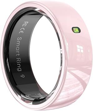 Smart Ring Fitness Tracker for Women Pink Ceramic Size #10 | Sleep Monitoring, Heart Rate Monitoring, Gesture Touch Control, Menstral Tracking, Body Temperature, Charging Case