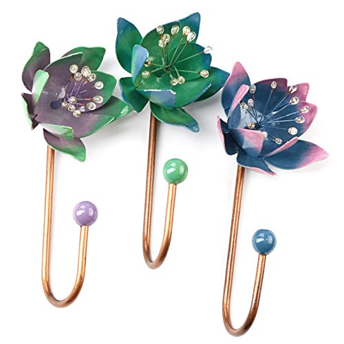 Assorted Style Water Lily Wall Hooks | 6 Hooks
