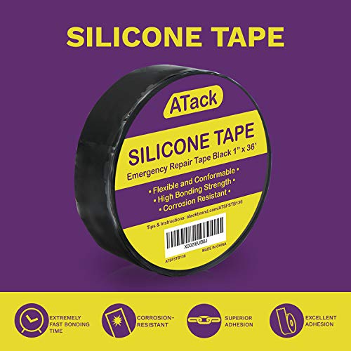 ATack Silicone Self-Fusing Tape, 1-Inch x 36-Foot (Black) Waterproof Professional Grade Weatherproof Self-Fusing Silicone Rubber Sealing Wrap Tape for Hose, Pipe, Plumbing Emergency Repair 25 Mil - Thumbnail 3