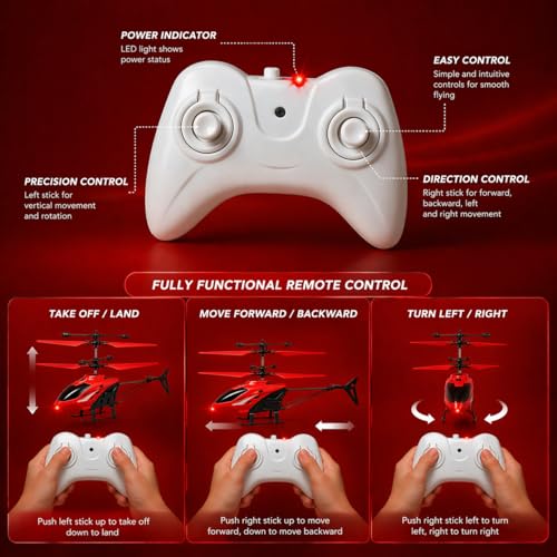 Image of Flying Helicopter Palm Sensing Flying Helicopter Flying for Kids, Girls, Boys, Children I Small Size I Pack of 1 I (Red Colour)