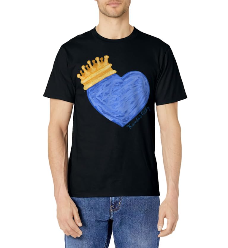 Kansas City Royal Blue Heart and Crown T-Shirt T-Shirt
