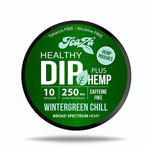 TeaZa Energy Smokeless Alternative with Hemp | Quit Chewing and Dipping Snuff | Nicotine and Caffeine Free Herbal Energy Pouch (Wintergreen Chill, 1 Pack)