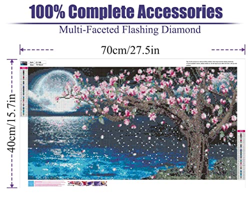 Pchmcu 5D Lake Diamond Painting , Diamond Painting Moon Kits For Adults，Diy Full Drill Crystal Rhinestone Arts And Crafts, Gem Art Paints With Diamond Home Wall Decor 27.5 X 15.7Inch #TOP1