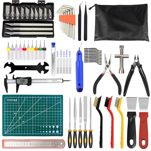 YOTINO 82 PCS 3D Drucker Zubehör, 3D Druck Werkzeug Tool Kit, mit Pinzetten, Zangen, Schnitzmesser, Reinigungsnadeln, Schraubenschlüsselset für Reinigung Finishing Druck