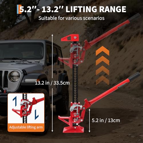 20" Farm High Lift Jack with Base, 7000 LBS Capacity Ratcheting Off Road Utility Jack, Adjustable Lifting Height 5.12"-12.99" for Tractor, Truck, SUV & Bumper Lift by Garvee - Image 6