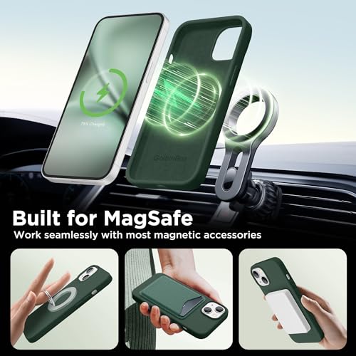 Image of GolbinBox Magnetic for iPhone 15 Case, Silicone Cover, Dark Green
