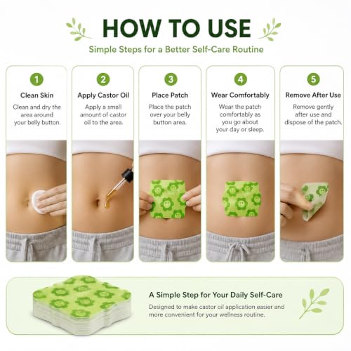 Image of Castor Oil Belly Button Patch (20 Patches) | Disposable Navel Wrap for Castor Oil Application | Soft Adhesive Belly Patch | Comfortable Overnight Wear | Suitable for Daily Self Care | Men & Women