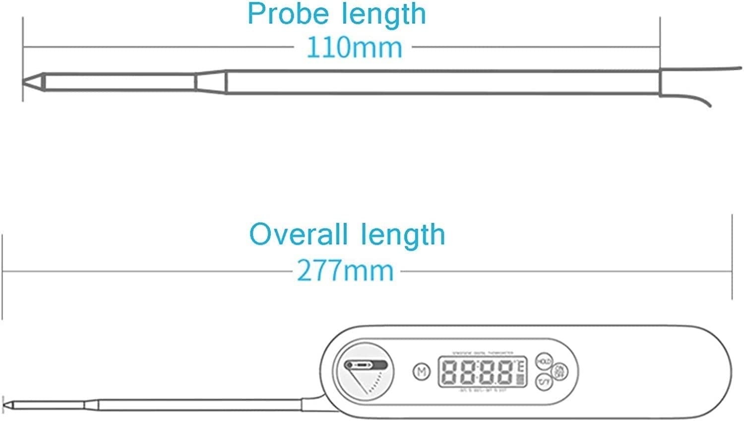 Termómetro para carne, termómetro para alimentos de lectura instantánea para cocinar, termómetro digital para alimentos con retroiluminación LCD para líquidos para barbacoa, horno de cocina (Color : A