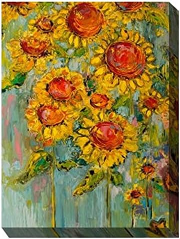Summer Sunflowers Outdoor Canvas Rectangular Wall Art - 40" x 30"