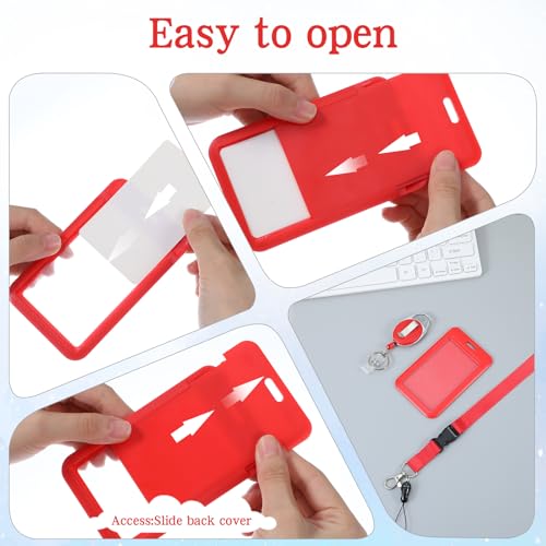 Ymapinc Einziehbarer Ausweishalter Rot Ausweishülle mit Band Wasserdichter Kartenhülle Abnehmbarer Vertikaler ID Badge Holder für Büroangestellte Ärzte Krankenschwestern Studenten Lehrer