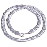 LYGBAOFUL Nuevo Collar de Cadena de Serpiente Plana de Plata 925 de 10 mm y 20 Pulgadas para Hombres y Mujeres, joyería de decoración de Conmemorativa con Usted, Accesorios creativos de, lo Mejor