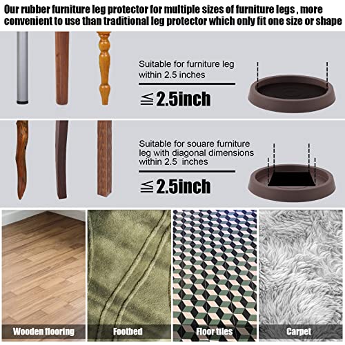 8Pcs Non Slip Furniture Pads, 2.5Inch/6.4Cm Round Furniture Coasters Bed Stoppers Rubber Furniture Feet Silicone Chair Leg Protectors For Bed, Cabinet, Sofa, Chair, Table, Piano (Brown) #TOP4