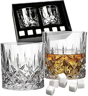 Whiskey Glasses Set of 2 and Whiskey Stone Personalised Gifts for Men Whisky Glass Whisky Gift Set Present for Father Dad Boyfriend