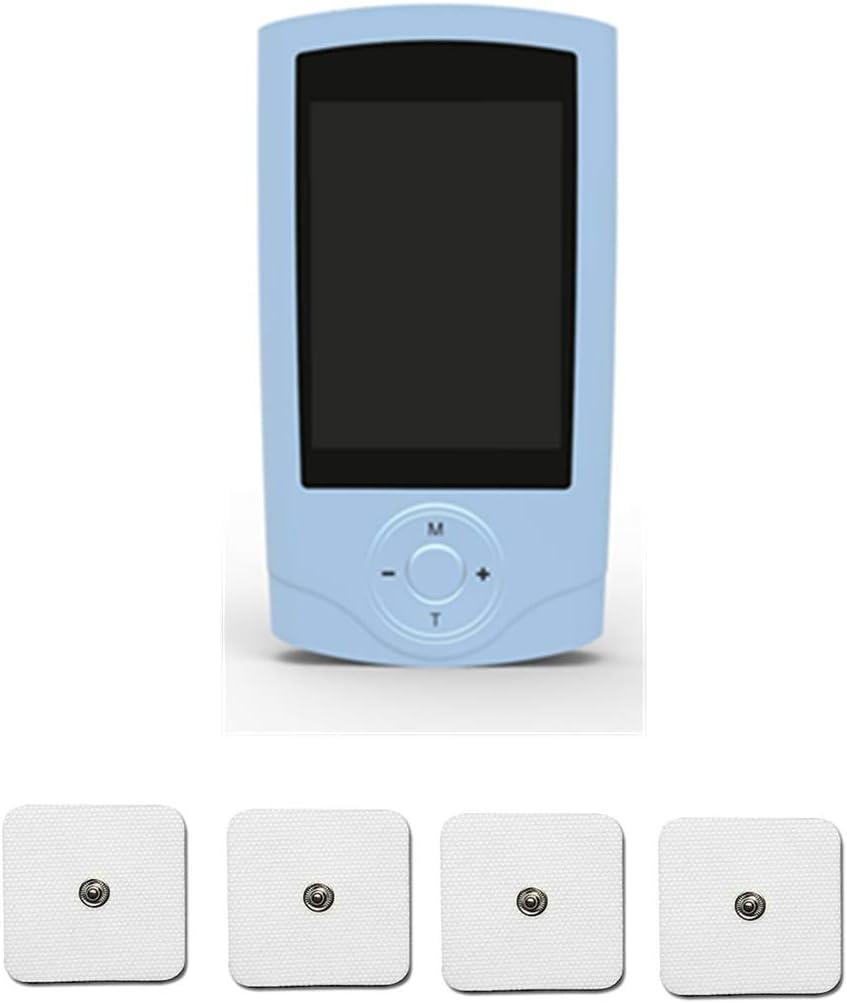 TENS Unit 16 Modes Pain Relief Body Massager Rechargeable Mini Muscle Stimulator Electronic Pulse Massager Blue Kit Square Pads