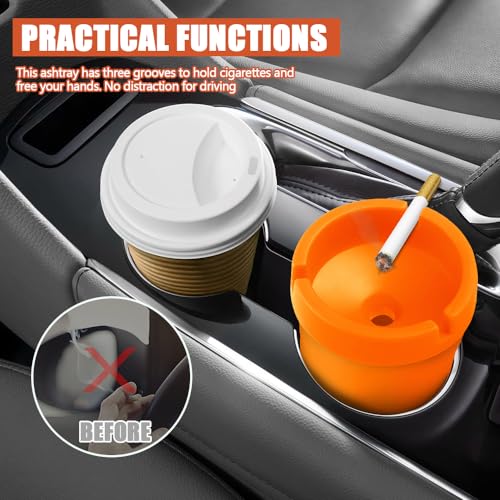 Image of Car Ashtray, Portable Mini Vehicle Cigarette Trash Can, Multifunctional Ashtray with Lid Smell Proof, Car Interior Accessories High Grade Detachable Smokeless Ashtray for Car Cup Holder
