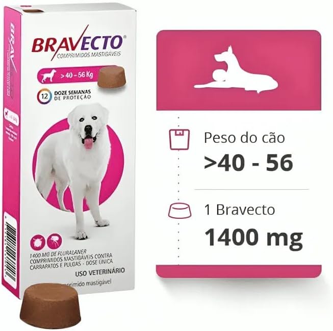 Bravecto Antipulgas Caes 40 A 56kg + Surpresa
