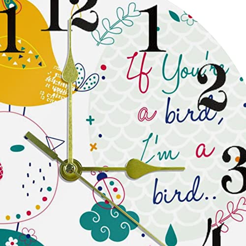 Horloge murale cuisine et école avec illustrations oiseaux 25,4 cm - 3