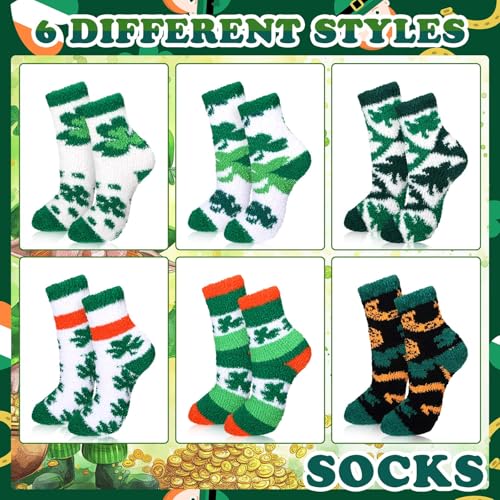 Image of Skicuff 6 Pairs Women Fuzzy Socks Bulk Slipper Warm Sleeping Crew Socks for Women Men Microfiber Soft Holiday Teacher Gifts