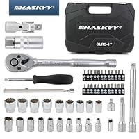 HASKYY 52tlg Vielzahn Zoll TORX universal Profil XZN E-Profil Steckschlüssel Set 12-Kant 6-Kant - Harley - Zöllisch - Metrisch -1/4 & 3/8 - Nuss Bits 4-19mm – Ansicht 9
