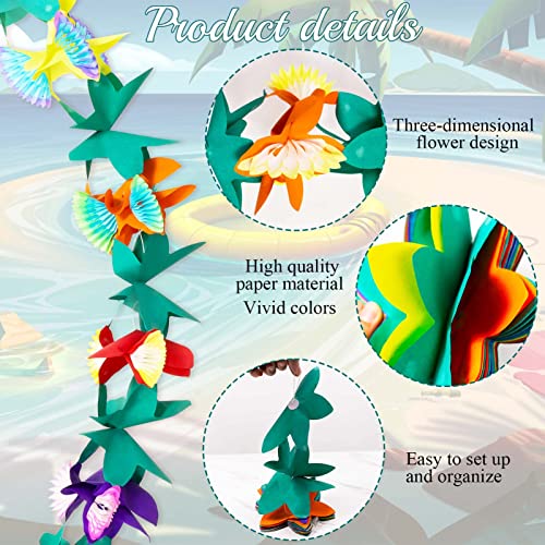 2 Pcs Tropical Paper Flower Garlands For Hawaiian Luau Party Decorations 9Ft Colorful Paper Hibiscus Garland For Tropical Island Beach Rio Tiki Birthday Wedding Baby Shower Jungle Party Decorations #TOP3