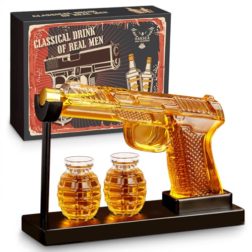 Oaksea Whisky Karaffe Set - Whiskey Geschenkset - Whisky Dekanter mit 2 Gläser - Geschenke für Männer Ehemann - Männergeschenke - Geburtstagsgeschenk Mann - Whisky Zubehör für Bar