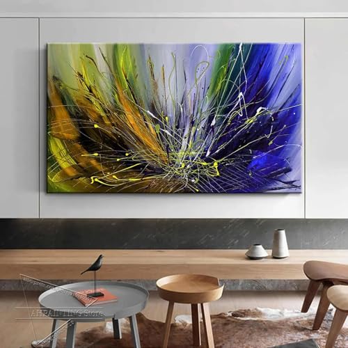 Toile d'art abstrait moderne de qualité supérieure aux couleurs éclatantes 60x120 cm