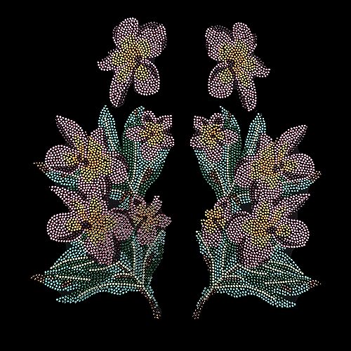 Beautiful Flower Iron on Rhinestone Transfer, hot fix Bling Crystal Cute Flowers Applique