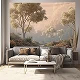 ATMOSPHÈRE NATURE IMMERSIVE: Cette tapisserie murale au motif Paysage Rétro Avec Des Arbres et paysage naturel apporte une ambiance calme et relaxante à votre intérieur. L’image claire et vivante donne de la profondeur à la pièce et agrandit visuellement l’espace, mais élargit également visuellement l’espace et vous donne le sentiment d’être au milieu de la nature.