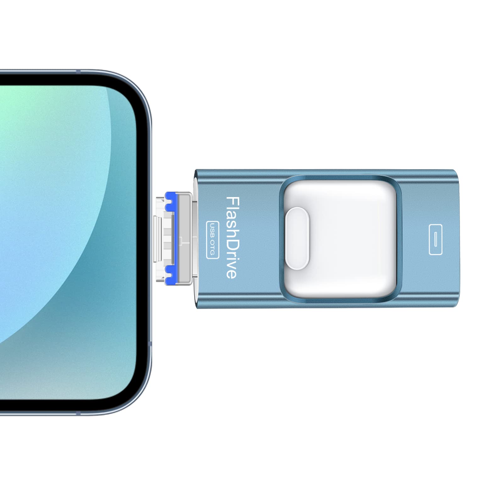 ICY Snow Blue 128GB Portable Storage Device, Compact Memory for Mobile Phones (App Required for Some Systems)