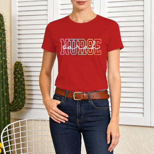 Image of Nurse Christmas Shirt Women - Xmas Nurse Bow Holiday Short Sleeve Nursing School Festive Tee Tops